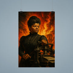 Ida B Wells with printing press and fire poster 9