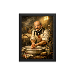Ignaz Semmelweis at disinfected hospital basin framed print on a plain backdrop in size 12"x16".