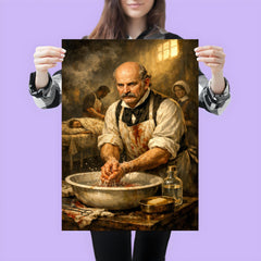 Ignaz Semmelweis at disinfected hospital basin poster 3