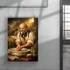 Ignaz Semmelweis at disinfected hospital basin poster 4