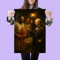 Ignaz Semmelweis confronting bloody surgeons in lamplit ward poster 3
