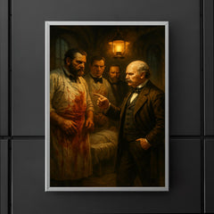 Ignaz Semmelweis confronting bloody surgeons in lamplit ward poster 5