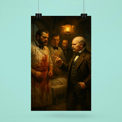 Ignaz Semmelweis confronting bloody surgeons in lamplit ward poster 6