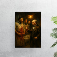 Ignaz Semmelweis confronting bloody surgeons in lamplit ward poster 7