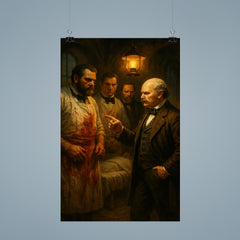 Ignaz Semmelweis confronting bloody surgeons in lamplit ward poster 9