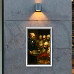 Ignaz Semmelweis confronting bloody surgeons with washbasin poster 2