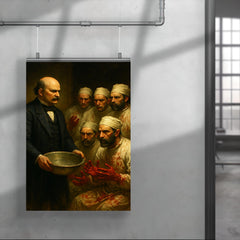 Ignaz Semmelweis confronting bloody surgeons with washbasin poster 4