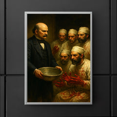 Ignaz Semmelweis confronting bloody surgeons with washbasin poster 5