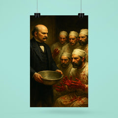 Ignaz Semmelweis confronting bloody surgeons with washbasin poster 6