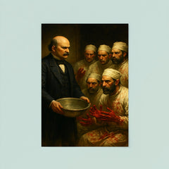 Ignaz Semmelweis confronting bloody surgeons with washbasin poster 8