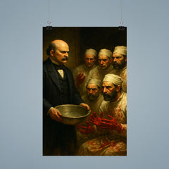 Ignaz Semmelweis confronting bloody surgeons with washbasin poster 9