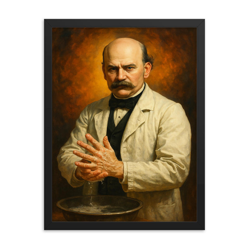Ignaz Semmelweis framed print on a plain backdrop in size 18