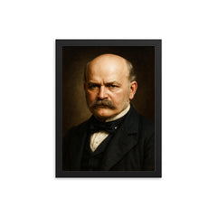Ignaz Semmelweis portrait framed print on a plain backdrop in size 12"x16".