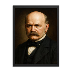 Ignaz Semmelweis portrait framed print on a plain backdrop in size 18"x24".