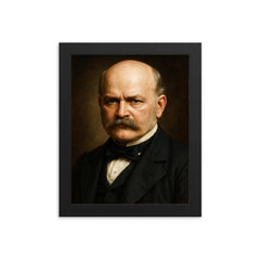 Ignaz Semmelweis portrait framed print on a plain backdrop in size 8"x10".