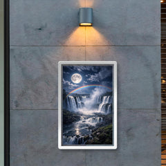 Iguazu Falls under full moon spray poster 2