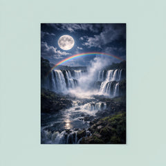 Iguazu Falls under full moon spray poster 8