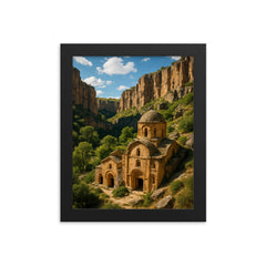 Ihlara Valley Rock Churches Turkey framed print on a plain backdrop in size 8"x10".