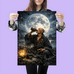 Ikkyu Sojun rogue zen monk drinking moonlight poster 3
