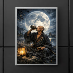 Ikkyu Sojun rogue zen monk drinking moonlight poster 5