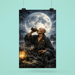 Ikkyu Sojun rogue zen monk drinking moonlight poster 6