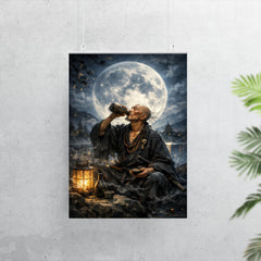 Ikkyu Sojun rogue zen monk drinking moonlight poster 7