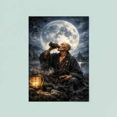 Ikkyu Sojun rogue zen monk drinking moonlight poster 8