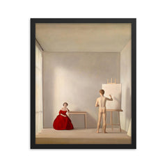 Il Pittore e la Modella by Antonio Bueno, 1952 framed print on a plain backdrop in size 16"x20".