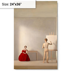 Il Pittore e la Modella by Antonio Bueno, 1952 metal print on a plain backdrop in size 24"x36".