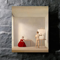 Il Pittore e la Modella by Antonio Bueno, 1952 metal print mockup