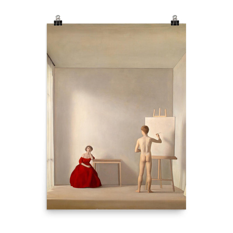 Il Pittore e la Modella by Antonio Bueno, 1952 poster on a plain backdrop in size 8