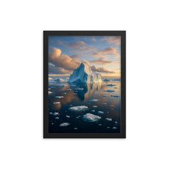 Ilulissat Icefjord Greenland framed print on a plain backdrop in size 12"x16".