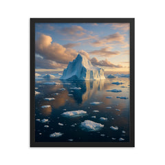 Ilulissat Icefjord Greenland framed print on a plain backdrop in size 16"x20".