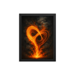Ilya Prigogine strange attractor fire and smoke framed print on a plain backdrop in size 12"x16".