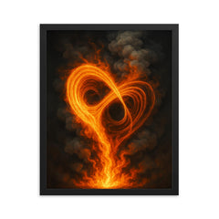Ilya Prigogine strange attractor fire and smoke framed print on a plain backdrop in size 16"x20".