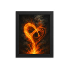 Ilya Prigogine strange attractor fire and smoke framed print on a plain backdrop in size 8"x10".