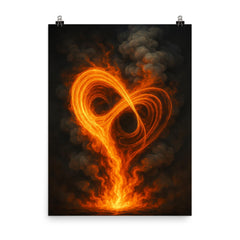 Ilya Prigogine strange attractor fire and smoke poster on a plain backdrop in size 8"x10".