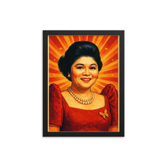 Imelda Marcos framed print on a plain backdrop in size 12"x16".
