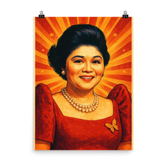 Imelda Marcos poster on a plain backdrop in size 8"x10".