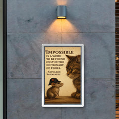 impossible is a word napoleon bonaparte quote mouse with tiny napoleon hat poster 2