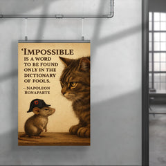 impossible is a word napoleon bonaparte quote mouse with tiny napoleon hat poster 4