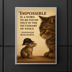 impossible is a word napoleon bonaparte quote mouse with tiny napoleon hat poster 5