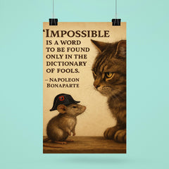 impossible is a word napoleon bonaparte quote mouse with tiny napoleon hat poster 6