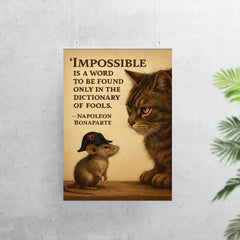impossible is a word napoleon bonaparte quote mouse with tiny napoleon hat poster 7