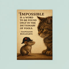 impossible is a word napoleon bonaparte quote mouse with tiny napoleon hat poster 8