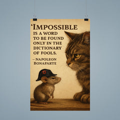 impossible is a word napoleon bonaparte quote mouse with tiny napoleon hat poster 9