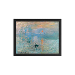 Impression, Sunrise by Claude Monet framed print on a plain backdrop in size 12"x16".