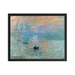 Impression, Sunrise by Claude Monet framed print on a plain backdrop in size 16"x20".