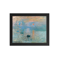 Impression, Sunrise by Claude Monet framed print on a plain backdrop in size 8"x10".