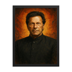 Imran Khan framed print on a plain backdrop in size 18"x24".